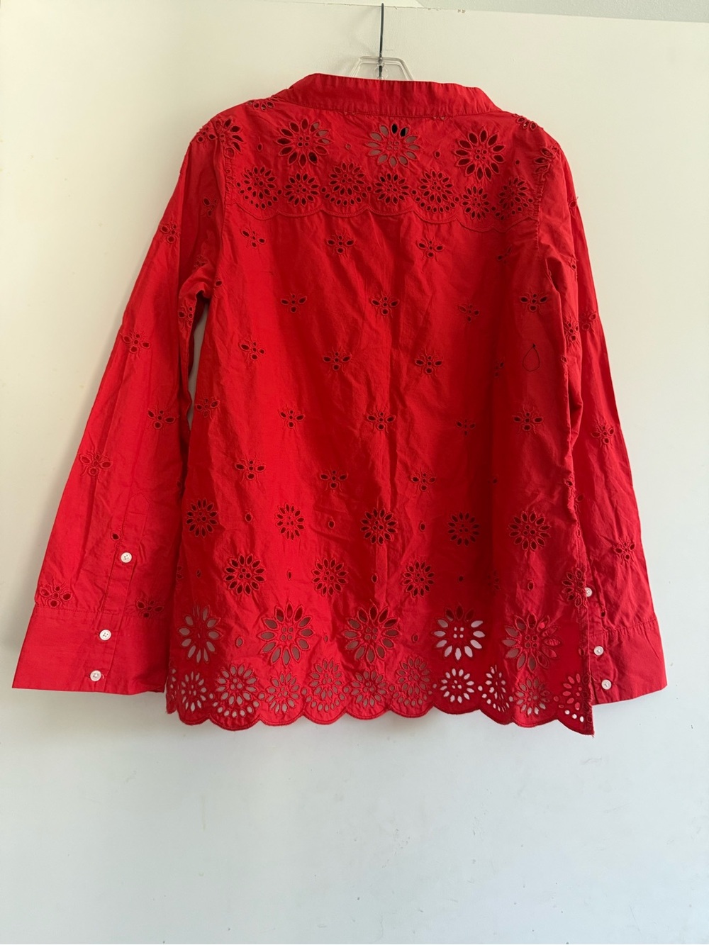 J. Crew Rooster Eyelet Cotton Top Red Size 6 - Picture 3 of 5